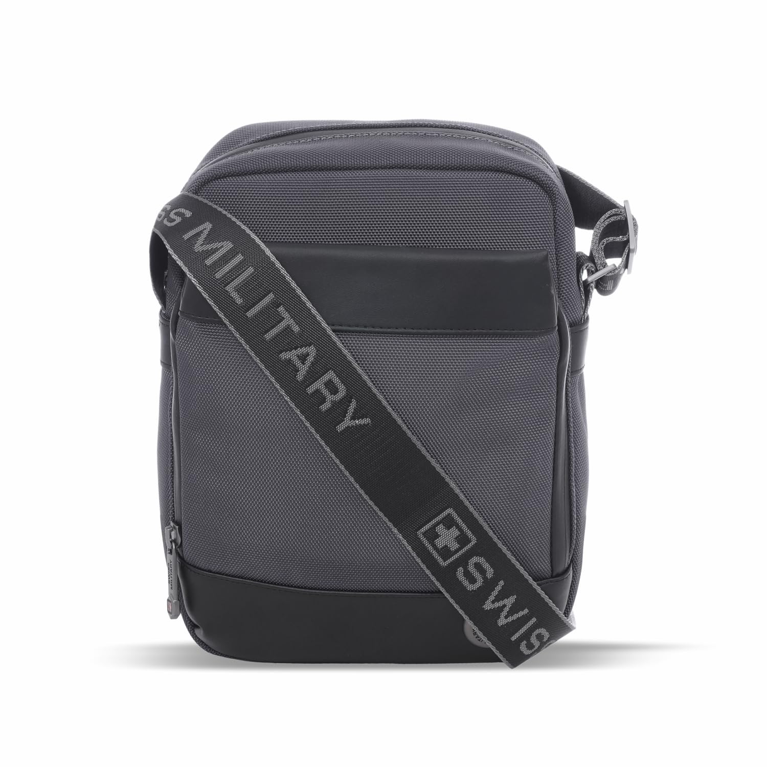 SWISS MILITARY Black Gold Collection Popper Sling Bag, Stylish Crossbody Bag with Adjustable Strap, Organizer Compartments, PU Trim, Magnetic Quick-Access Pocket, Key Holder, 5L Unisex