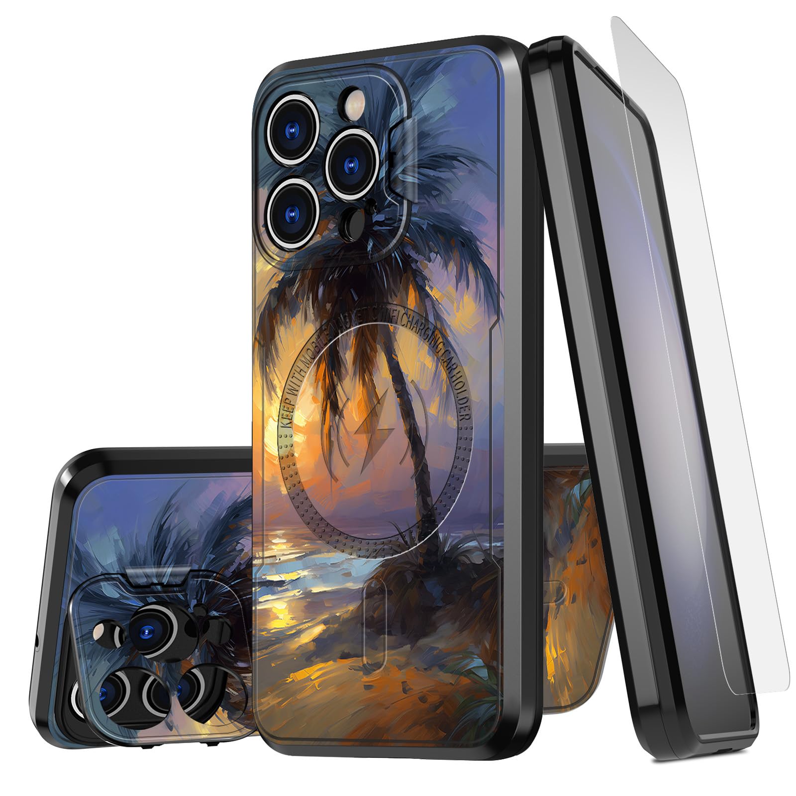 GYSYSQSH for iPhone 16 Pro Max Case with Screen Protector Camera Cover Stand Kickstand Magnetic Slim Dual Layer Shockproof Phone Case for iPhone 16