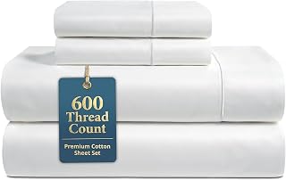 LANE LINEN Queen Sheet Set - 100% Cotton Sateen 600 Thread Count - Deep ...