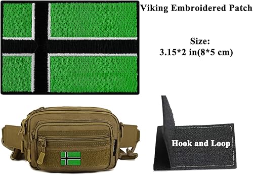 Miniatura 2 de 2 parches bordados de bandera vikinga de AliPlus con gancho y bucle