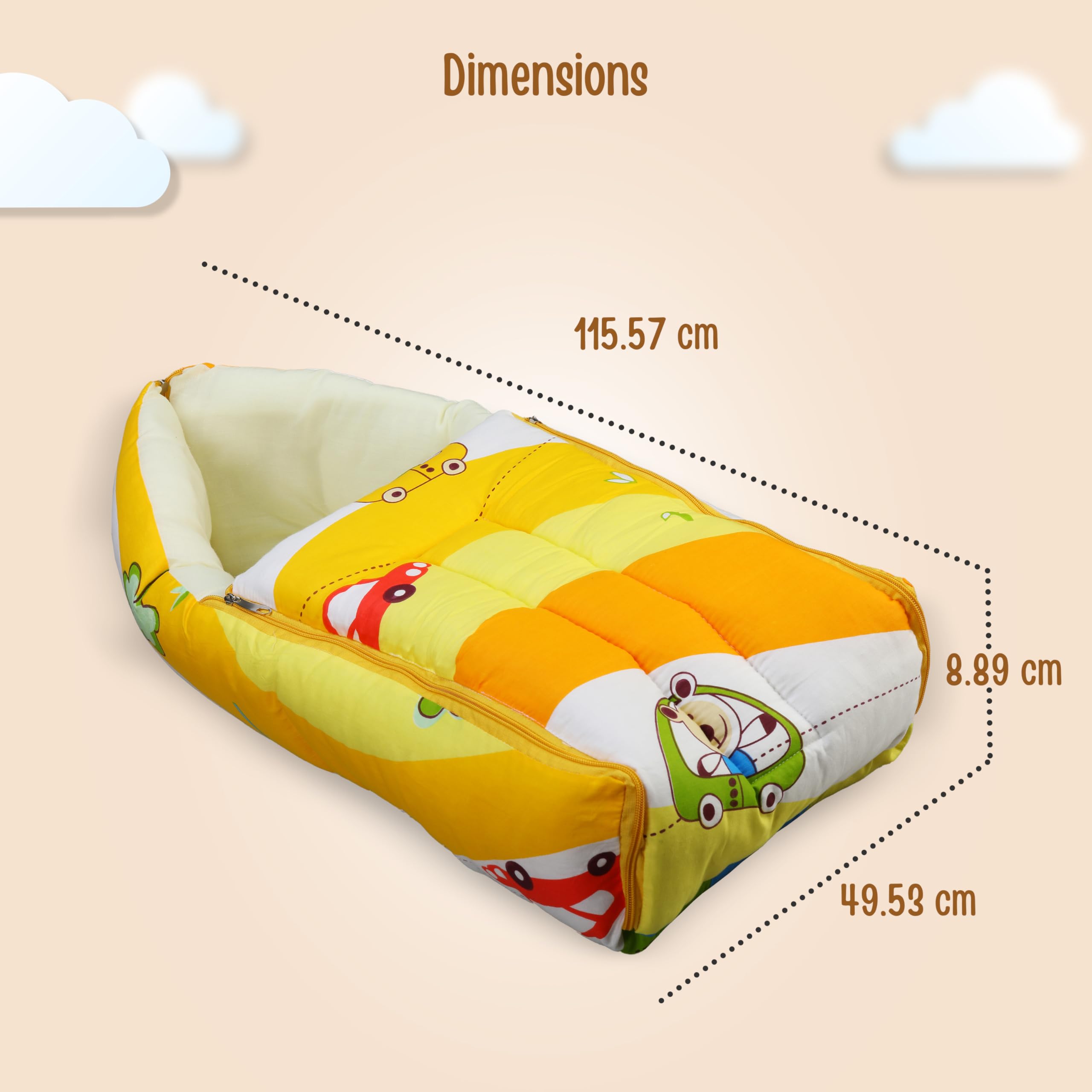 LuvLap 3 in 1 Baby Bed,Sleeping Bag&Carry Nest,Cotton Baby Bedding for New Born&Infant,Portable Bassinet,Unisex Baby Sleeping Bed,0M+ (Cars Print,Multicolour) - Image 6 thumbnail