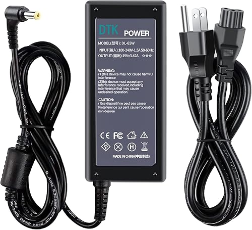 Dtk Adaptador de CA de 19V 3.42A 65W para Acer Cargador de computadora portátil Computadora portátil Cable de alimentación Fuente de enchufe