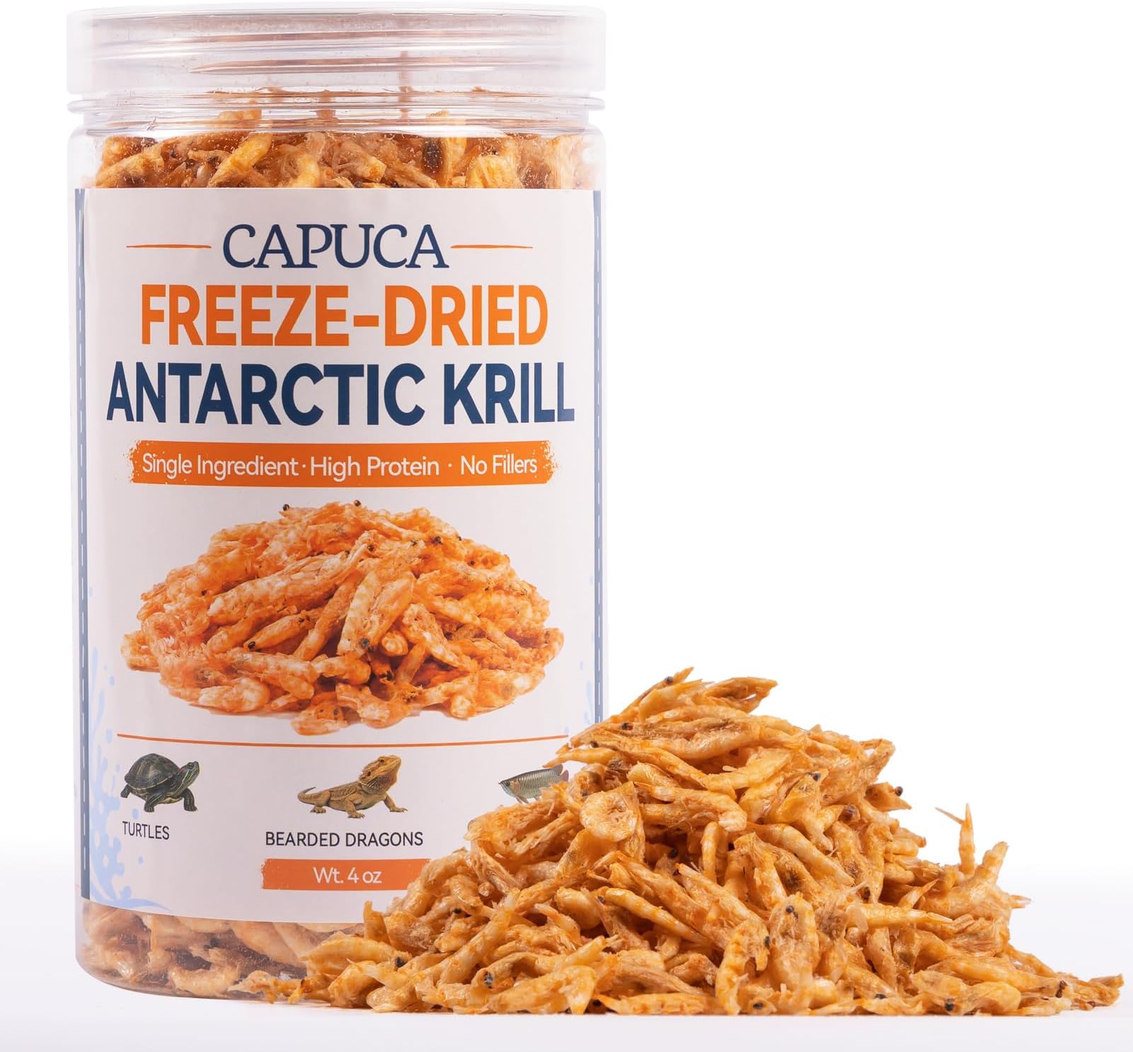 Freeze-Dried Antarctic Krill, High-Protein Reptile and Fish Food, 4 oz