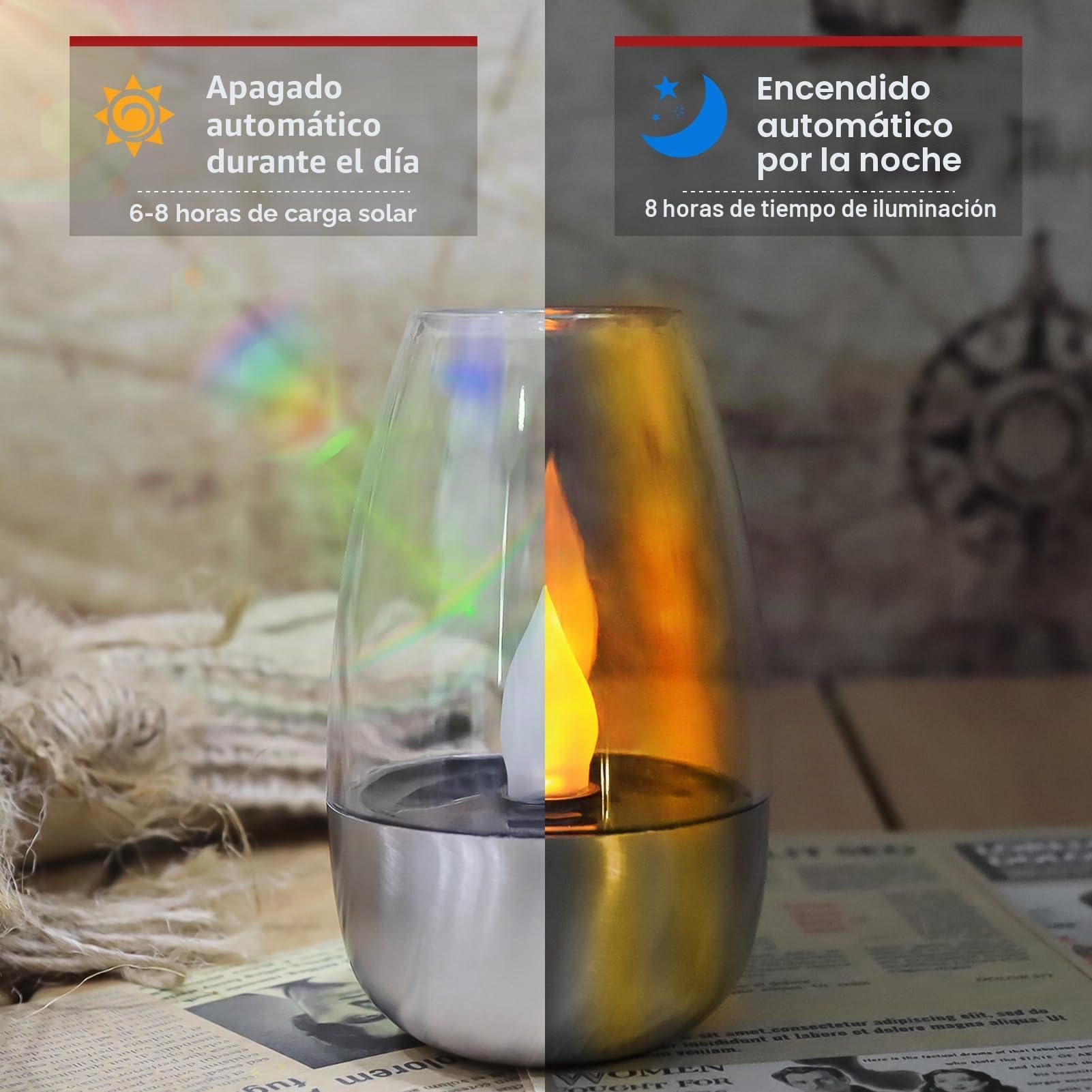 6 velas LED eléctricas de té solares recargables, parpadeantes, lámparas solares para exteriores, resistentes a la intemperie, jardín, terraza, balcón, decoración