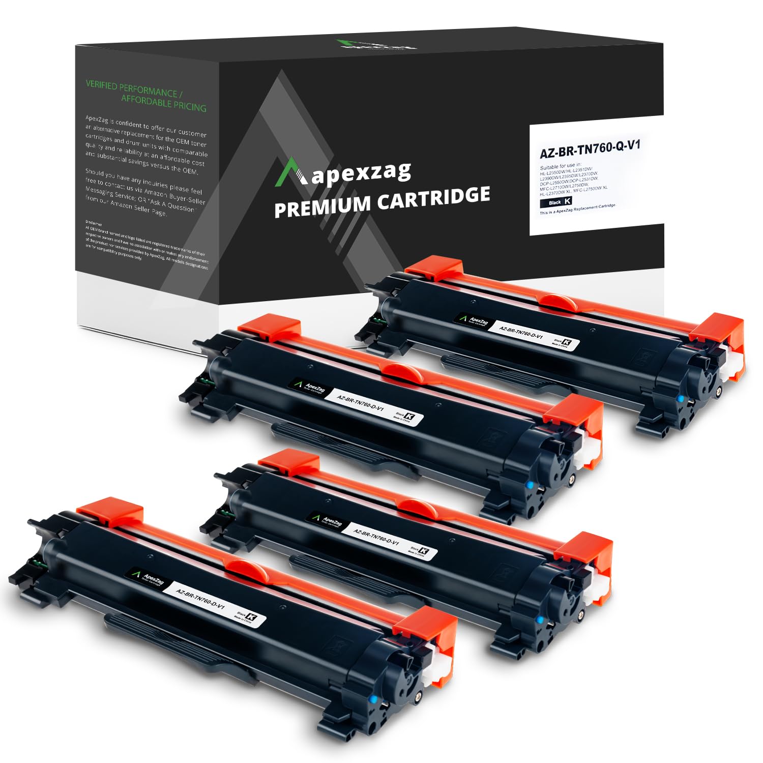 ApexZag TN760 Toner for Brother Printer High Yield Ink Cartridges, Compatible Brother Toner TN-730/TN-760 for DCP-L2550DW HL-L2350DW, L2370DW,