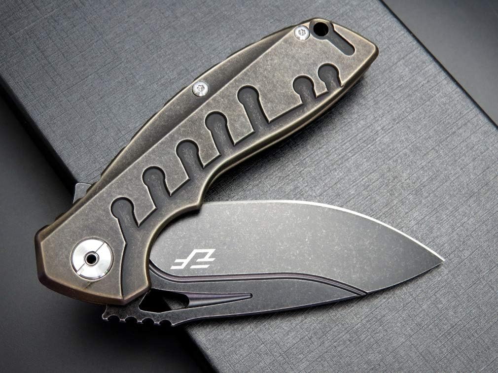 Eafengrow EF949 Folding Pocket Knife, EDC D2 Steel Blade Titanium Alloy handle with Pocket Clip Fast Opening Ball Bearing Folder with Frame Lock For Outdoor Camping Travel
