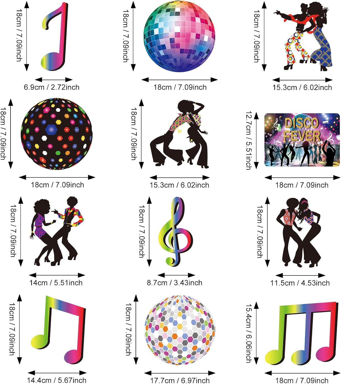 Dianelhall 53 Pieces 70s Disco Party Decorations Disco Ball Hanging Swirls Ceiling Decor for Retro Fever 70's Boogie 1970s Birthday Hippie Party Favors