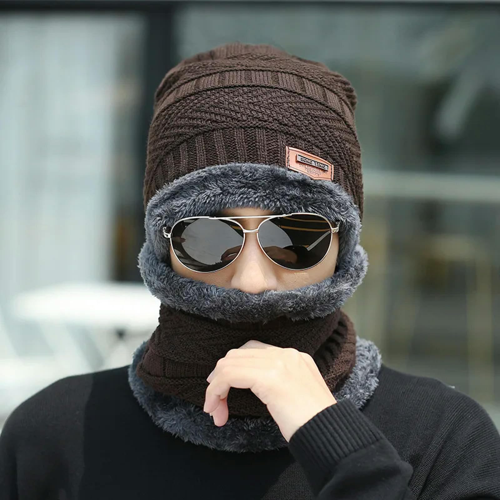 Schal Mütze Handschuh Set Winter Warm 3 Pcs Set Beanie Schal Touchscreenhandschuhe Herren Skigehut Fahren Im Freien Sportarten
