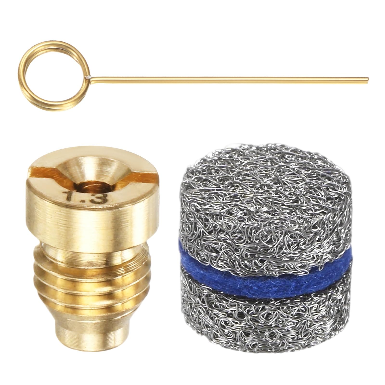 M METERXITY 1-Set 1.3mm Orifice 3 Layer Foam Cannon Nozzle and Foam Maker Meshes Kit with Cleaning Needle, Copper Replacement Thread Nozzle Tips and Mesh Filter for Cleaning Vehicles — image 1