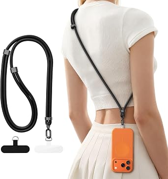 Phone Lanyard Crossbody, Adjustable Anti-Theft Neck Strap, Black
