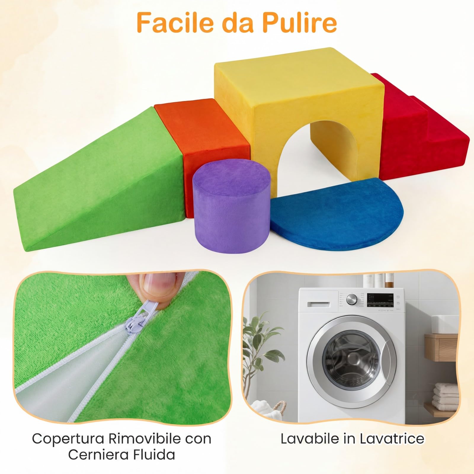 COSTWAY Set di Blocchi in Schiuma per Bambini 3+ Anni, Costruzini Morbide a 6 Pezzi per Mattoncini Sensoriali Componibili, Giochi con Arrampicata, Scivolo e Scala, per Cameretta e Nido (Rosso)
