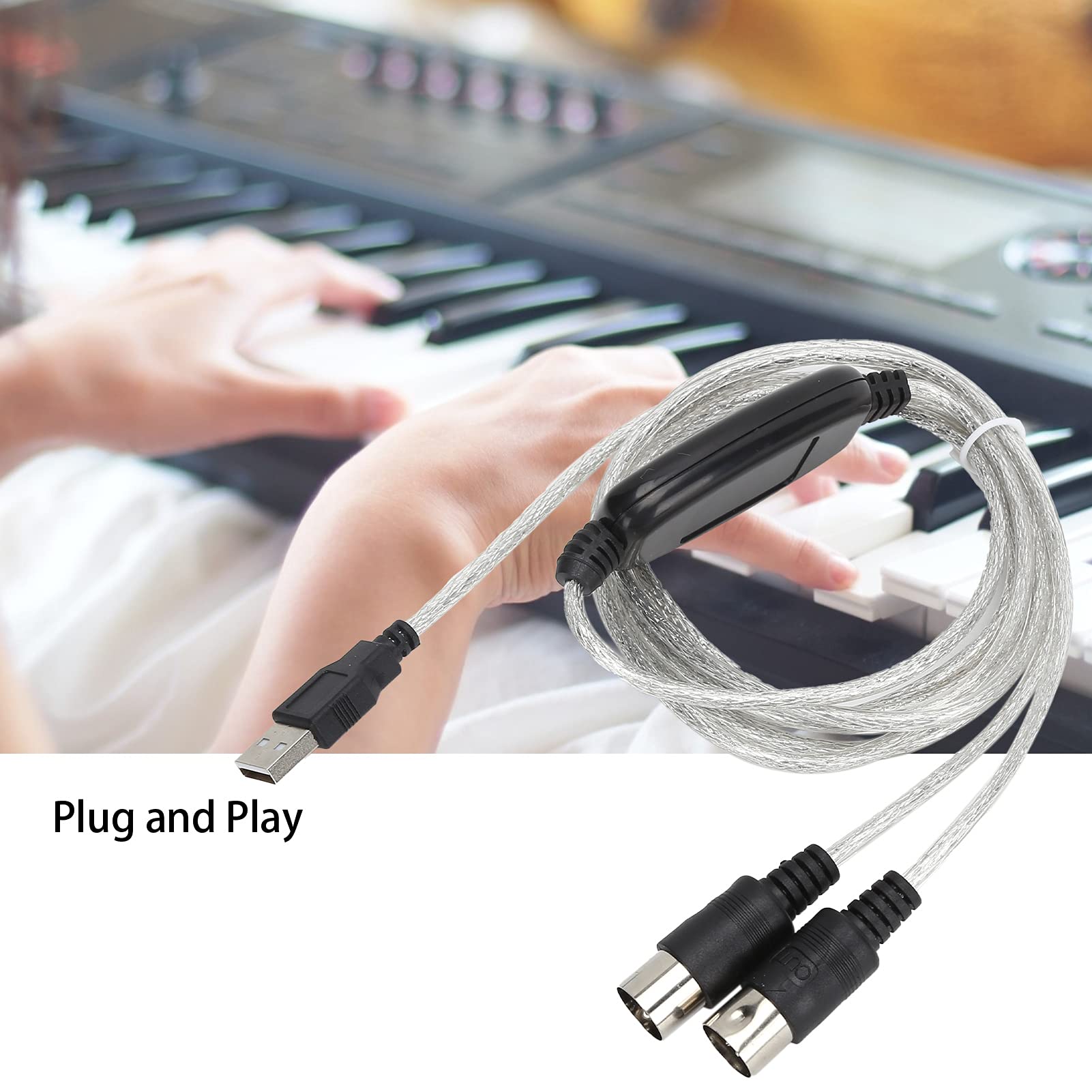Câble MIDI Vers USB, Indicateur LED Câble MIDI Alimenté Par USB Pour Connecter Des Instruments De Musique Lectroniques