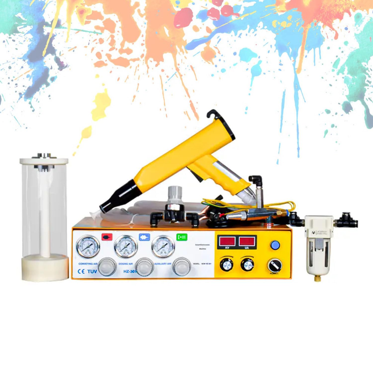 Kit de pistolet de revêtement en poudre, équipement de pulvérisation électrostatique avec buses pour projets de revêtement en poudre à la maison et commerciaux, facile à utiliser, haute efficacité