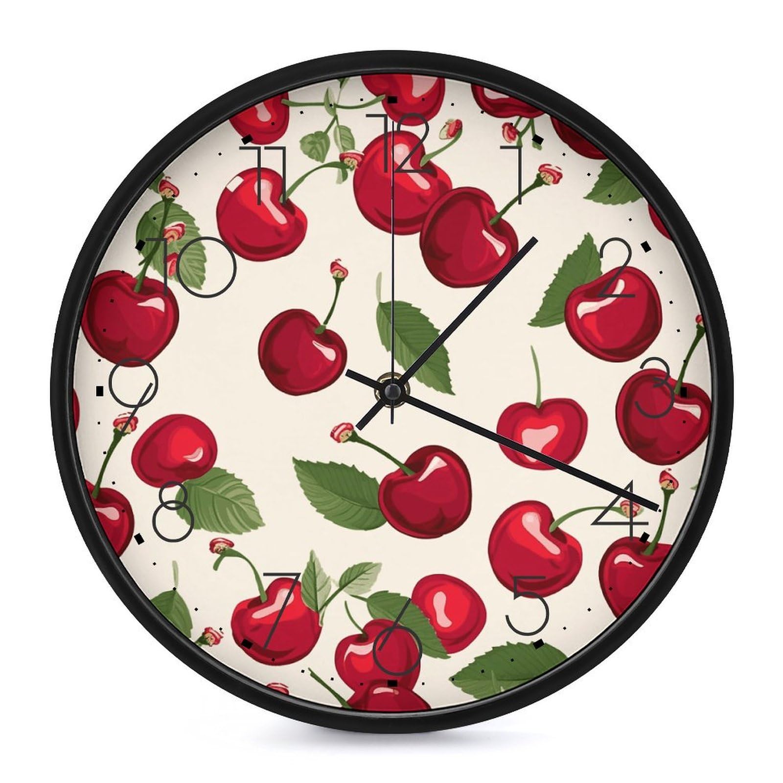 Horloge murale pour chambre et bureau mécanisme quartz silencieux noir 25cm
