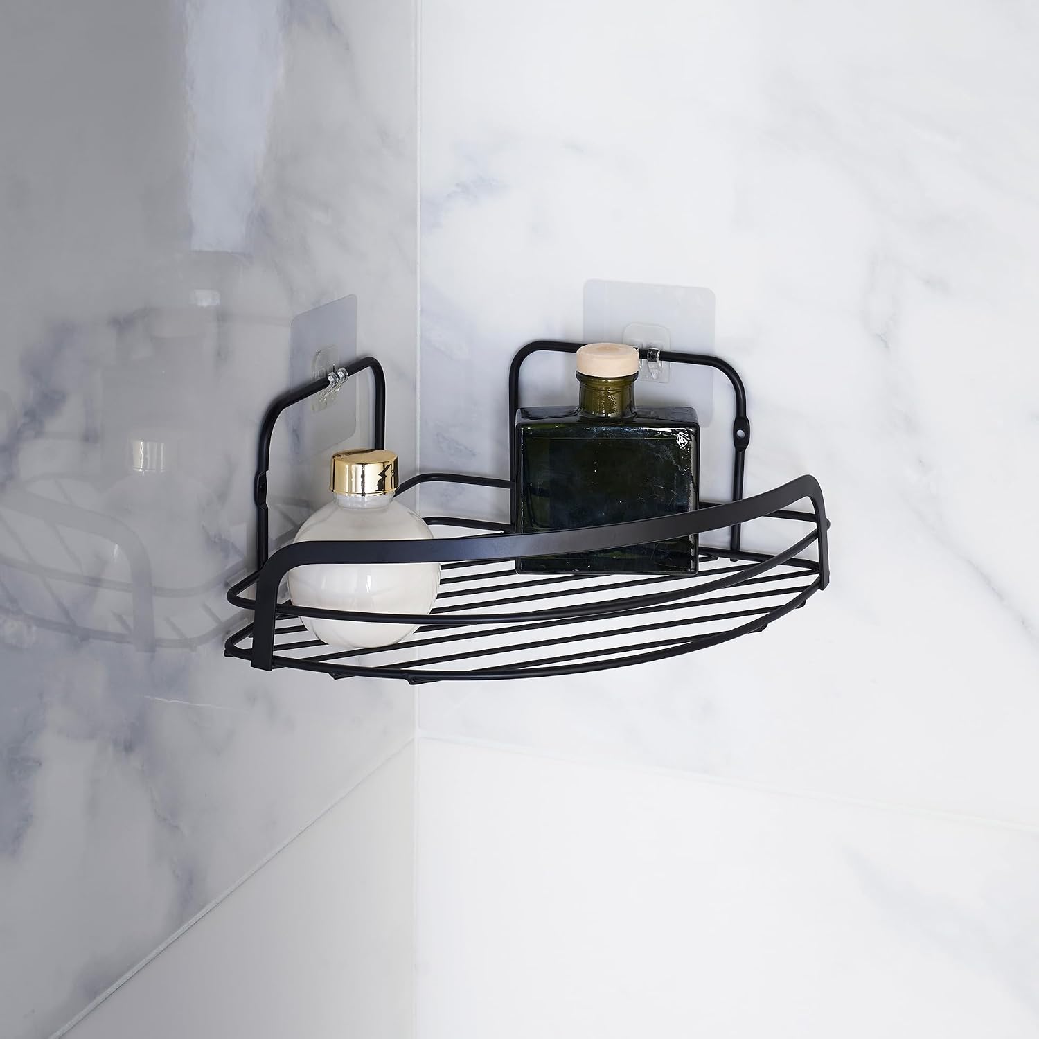 Douceur d'Intérieur, Corner Shower Basket, Wire Premium Black, Metal image 3