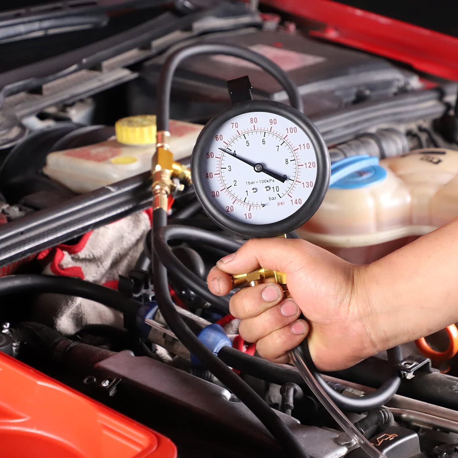 AUTOOL TU-443 Medidor de presión multifunción del sistema de combustible Medidor de presión de inyección de combustible Comprobadores de presión de combustible automotriz