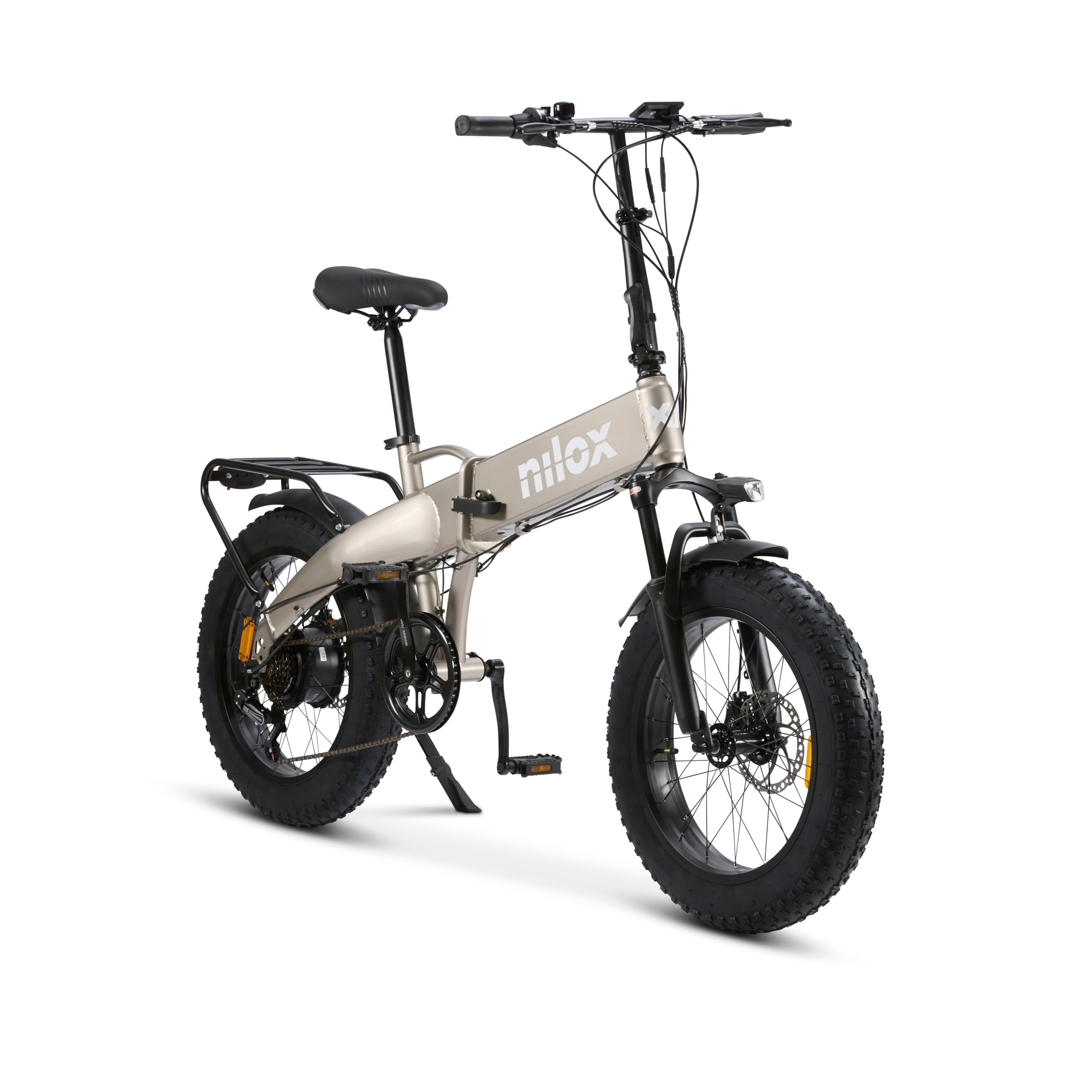 Nilox, Ebike X10, Bici Elettrica Pieghevole, Fino a 70 km di Autonomia, Fino a 25 Km/h, Motore da 36 V/250 W e Batteria Removibile 36V-13 Ah, Gomme FAT 20