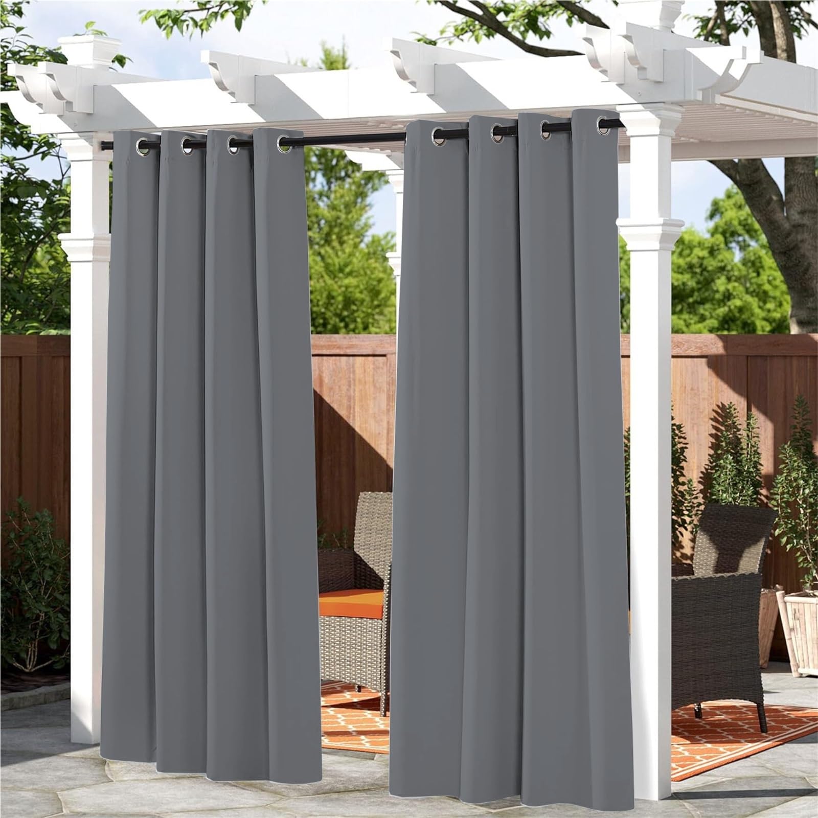 Panneaux d'intimité extérieurs anti-UV et coupe-vent gris à œillets