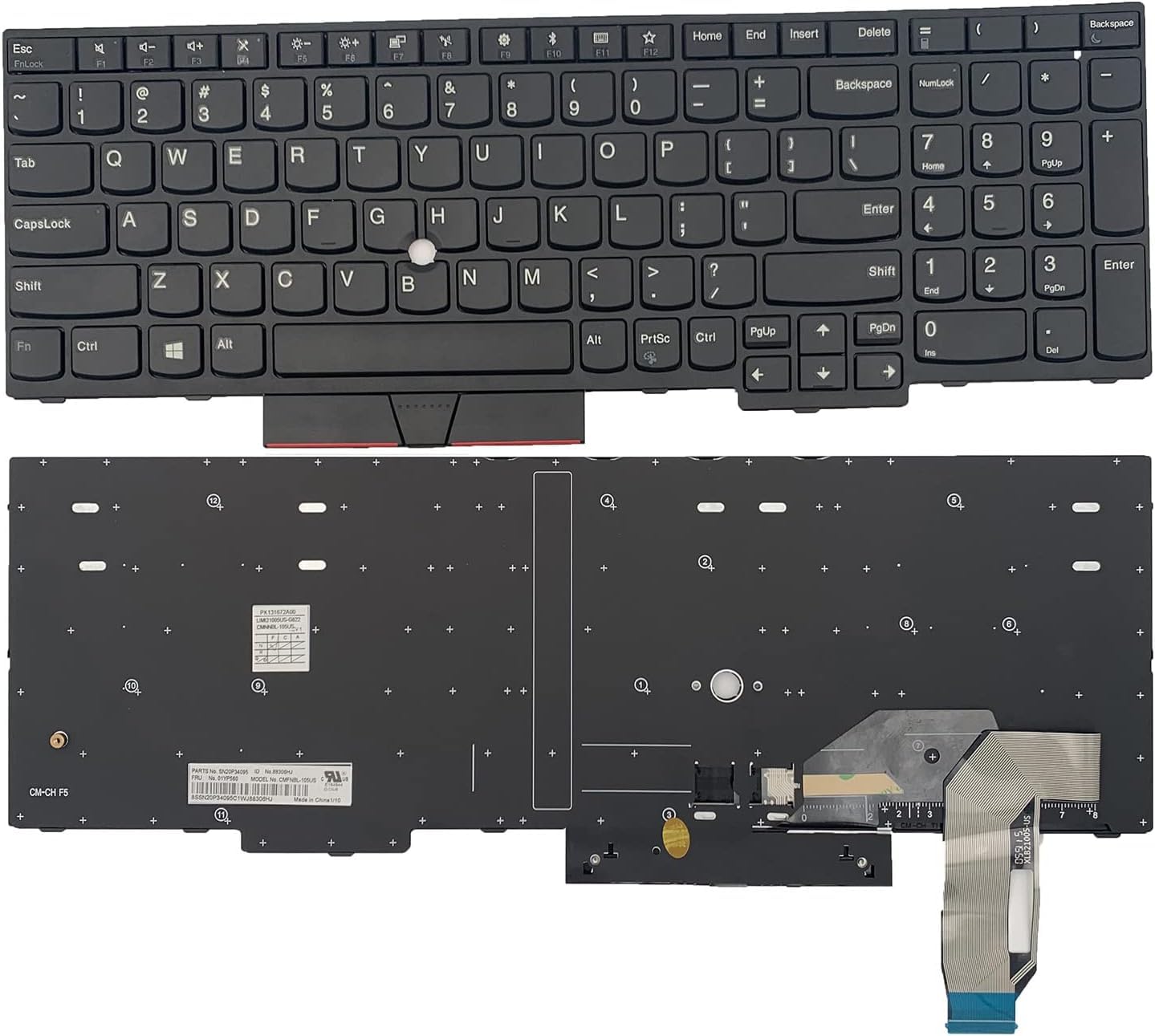 100 New 100 New US Layout Keyboard for Lenovo ThinkPad E580 E585 E590 L580 P52 P53 P73 T590