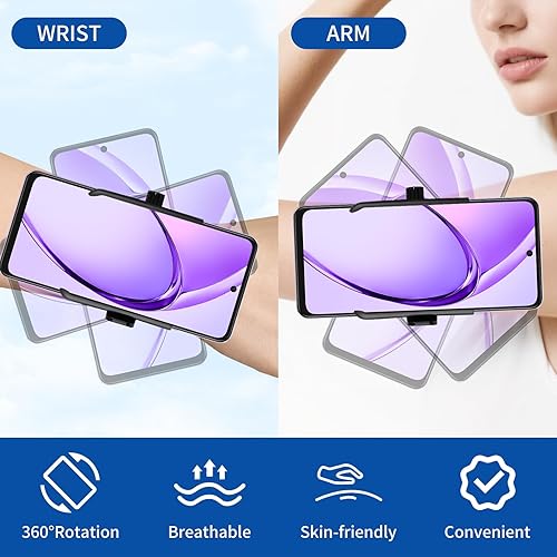 Miniatura 2 de Soporte universal para teléfono deportivo, muñeca giratoria de 360 grados y banda de brazo para correr, ciclismo, escalada, caminar, compatible con