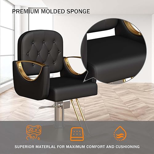 Miniatura 21 de Silla de peluquería silla de salón de 360 grados giratorias, silla de peluquería hidráulica con capacidad de hasta 330 libras, equipo de spa de Azul