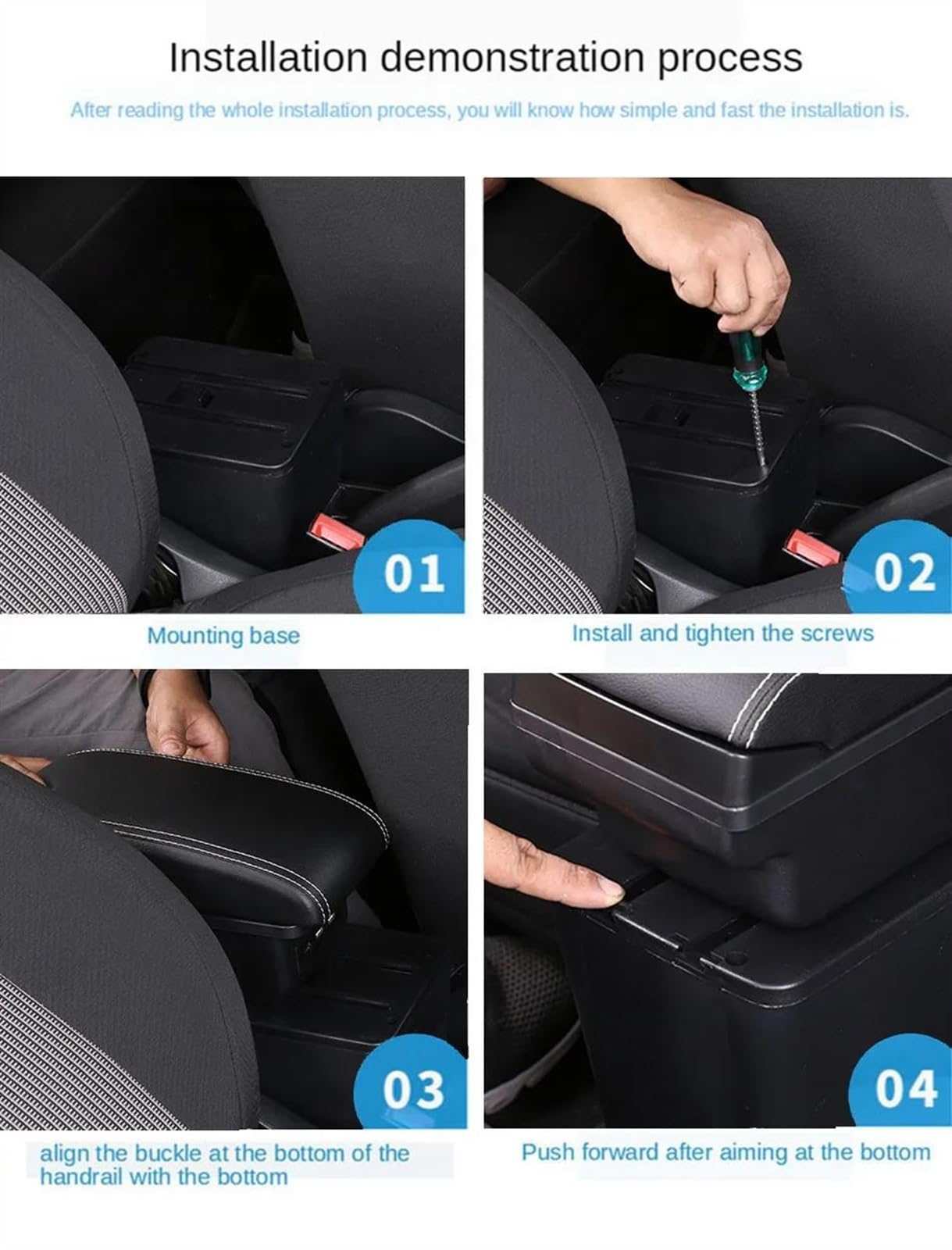Scatola Bracciolo Con Supporto Multifunzionale Cuscino In PU Accessori Per La Modifica Degli Interni Dell'auto Per Corsa D Consolle centrale(B3 Black white 3US)
