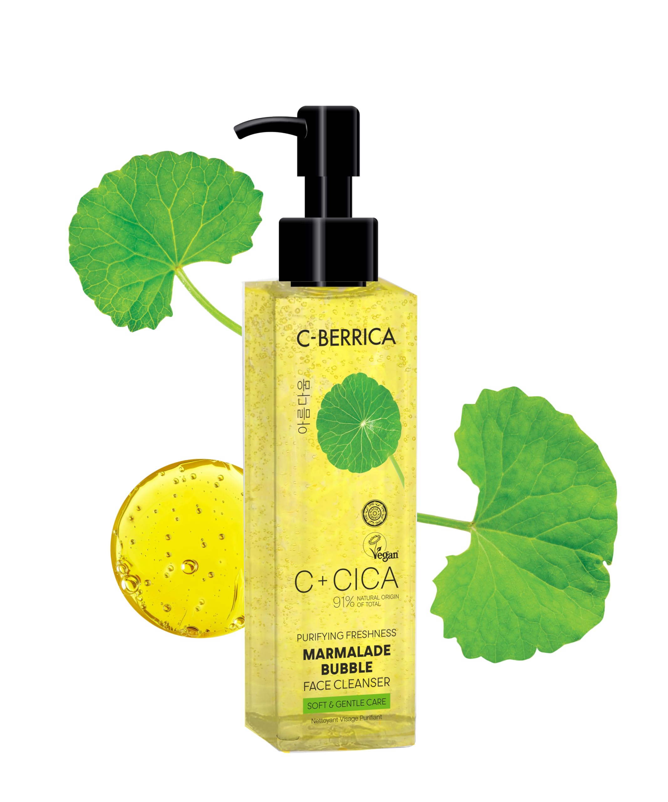 C+CICA C-BERRICA PURIFYING FRESHNESS MARMALADE BUBBLE FACE CLEANSER - soft & gentle care. K-Beauty inspired GLASS SKIN routine infused with Centella Asiatica and Vitamin C, 150ml