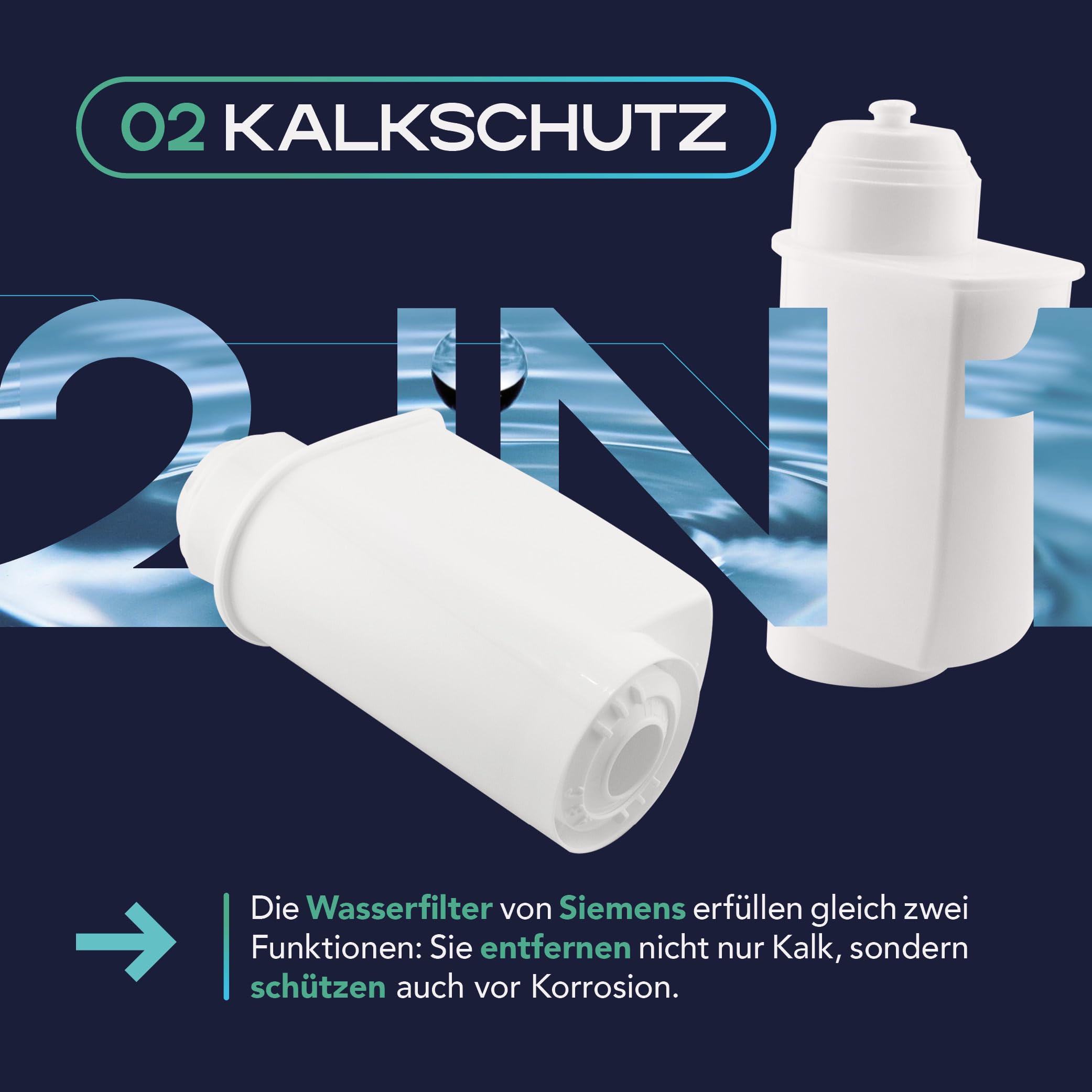 5x Wasserfilter TZ70003, kompatibel mit Siemens Kaffeevollautomat Kaffeefilter EQ-Serie Supresso Einbauvollautomaten - Brita Intenza Filterpatrone für Kalkschutz, Geschmacksverbesserung