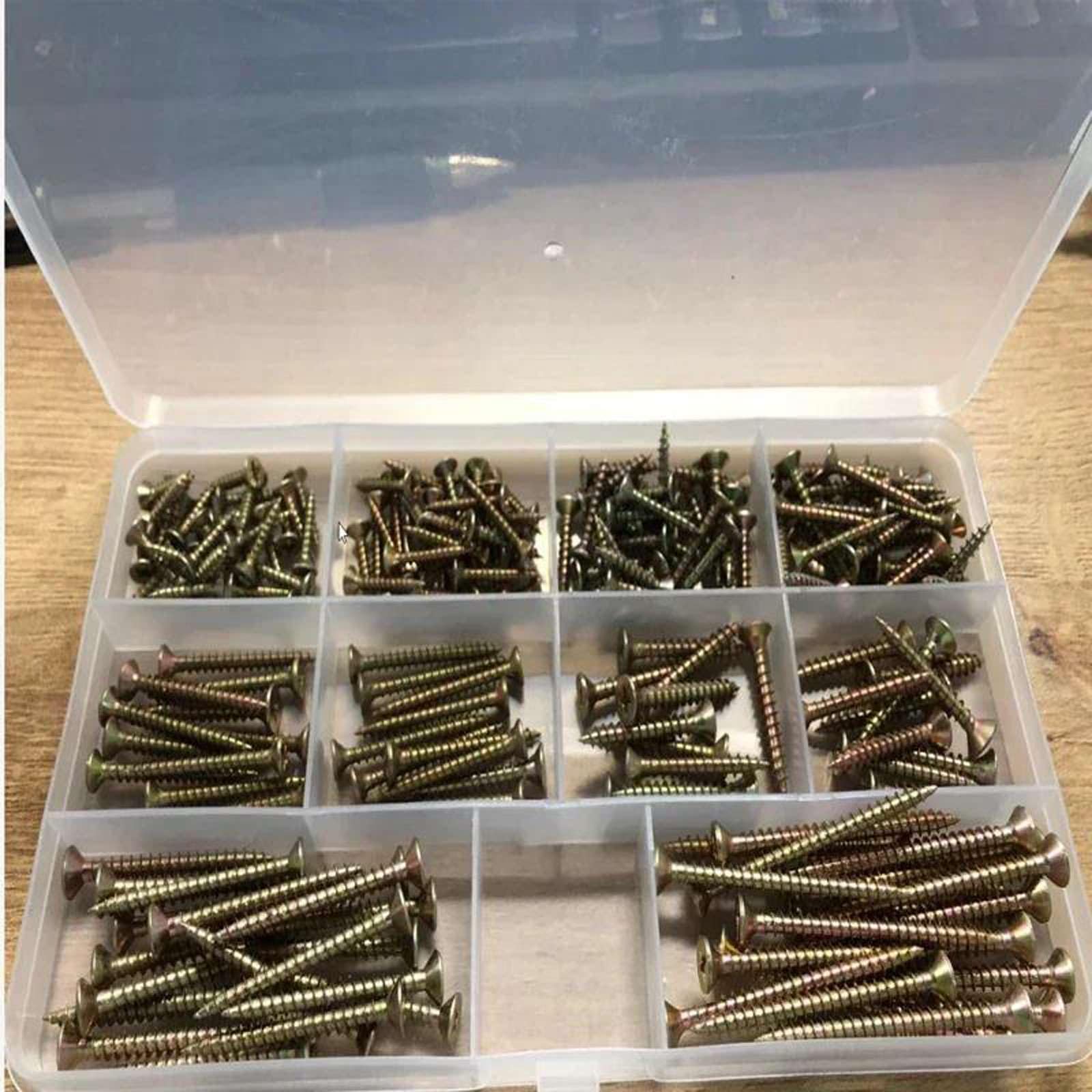 200Pcs Boîte Fraisé Croix Autotaraudeuse Vis Fixe Vis Croisée Vis à Clous en Panneau de Fibres de Bois zinguées colorées