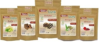 Combo of Amla, Ritha, Shikakai, Bhiringraj, Hibiscus Powder | 100g Each | 100% Pure & Natural | Fresh crops used | Micro fine Texture | For Men & Women |500g|