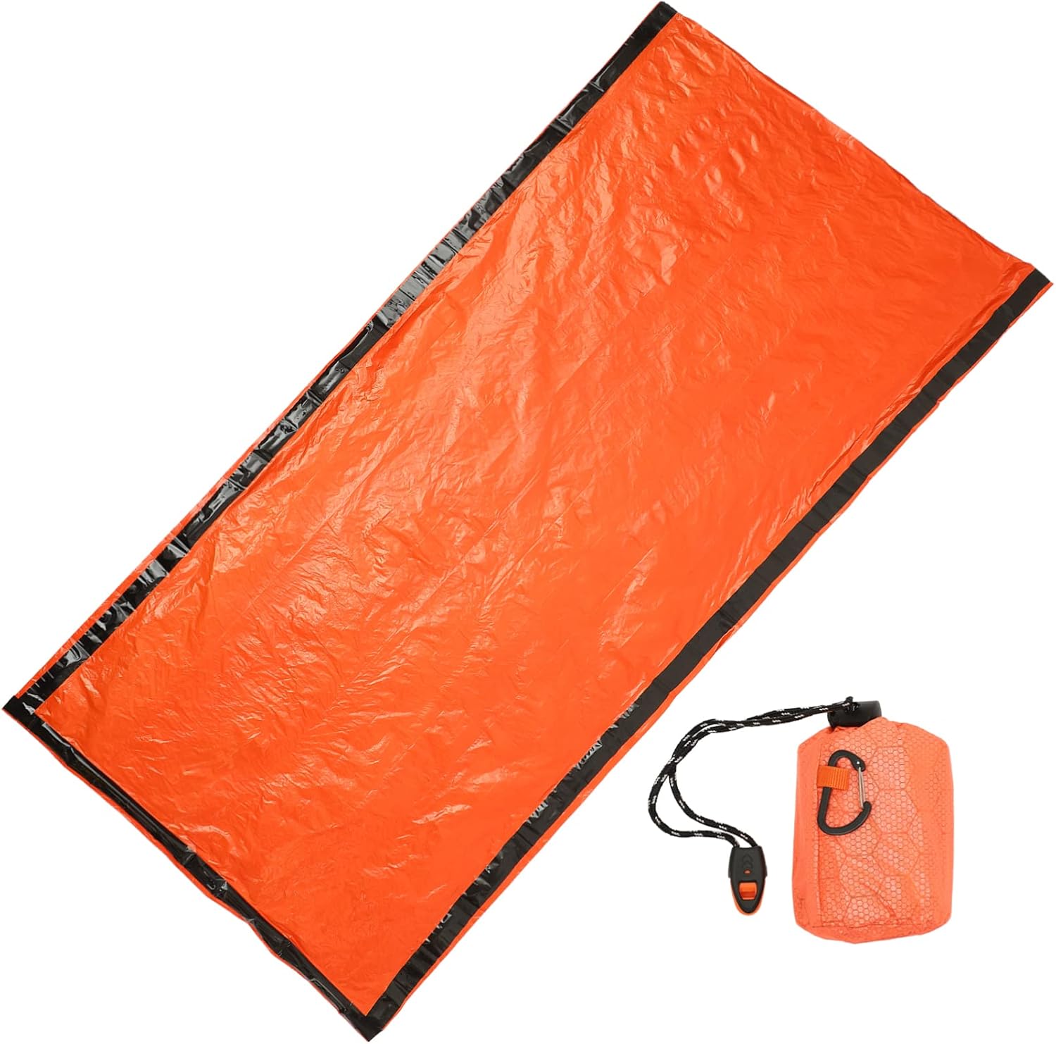 Yardwe Emergency with Storage Pouch Portable Pe Aluminum Foil Survival Gear for Outdoor Camping Hiking and Emergency Situations with Whistle and Bright Color for Visibility
