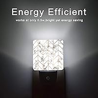 Vista 6 de Luz nocturna geométrica de línea de mármol, luces nocturnas enchufables con sensor de atardecer a amanecer para escalera/pasillo/cocina, lámpara