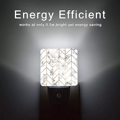 Miniatura 6 de Luz nocturna geométrica de línea de mármol, luces nocturnas enchufables con sensor de atardecer a amanecer para escaleras, pasillos, cocina, lámpara
