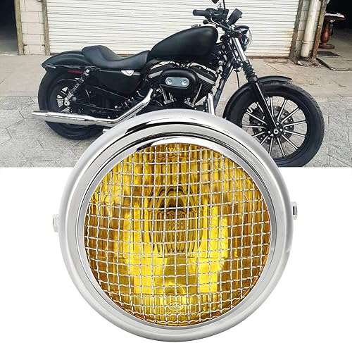 Miniatura 7 de Faro delantero de motocicleta de 7 pulgadas, 55 W, estilo retro, halógeno, alto brillo, universal, para motocicleta (cristal amarillo)