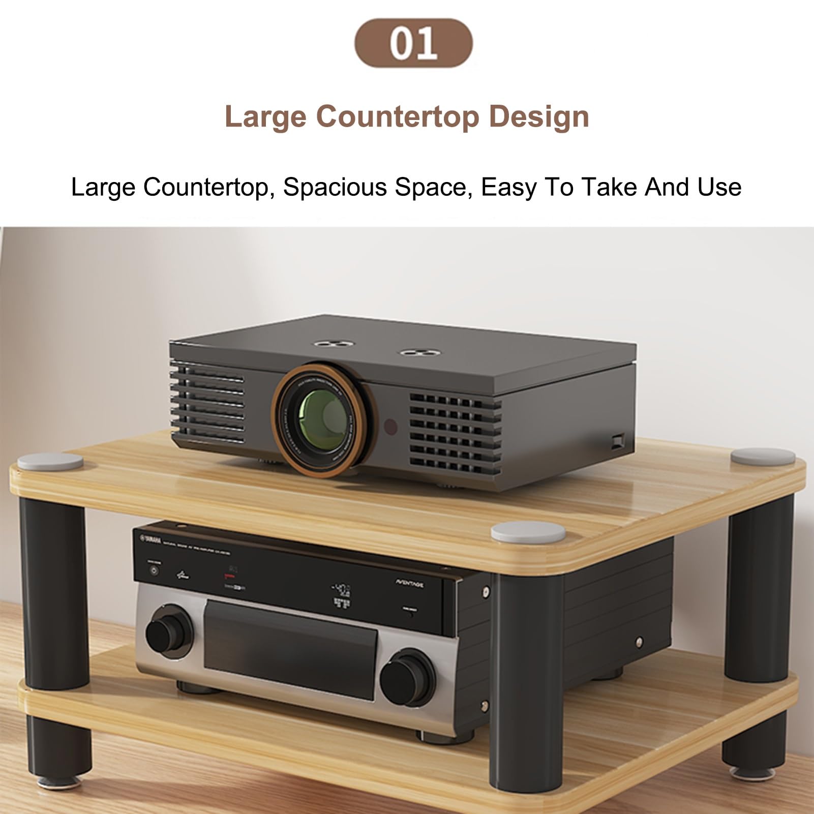 Moderno soporte para gabinete AV, estante para reproducción de discos, soporte de CD/DVD para consolas de juegos y cajas de TV, amplio espacio, marrón, 50 x 47 cm