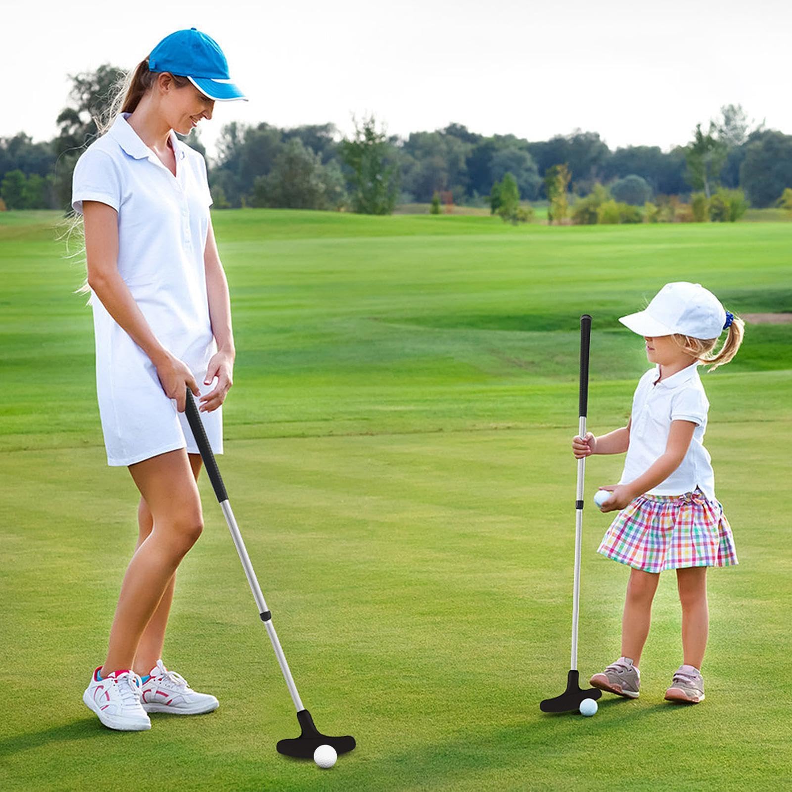 Putter de golf, putter bidireccional para niños, putter bidireccional para niños con eje extensible, tamaño ajustable para golfistas jóvenes, zurdos y diestros