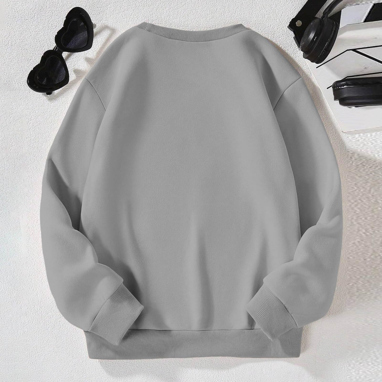 Generisch Sudadera casual de cuello redondo para niña, manga larga, suéter bonito, talla grande, forro polar ligero
