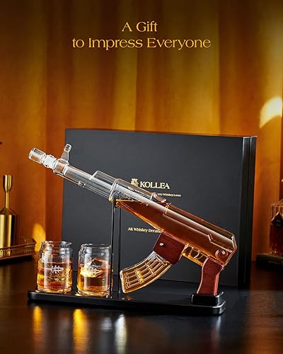 Miniatura 6 de Kollea Regalos de cumpleaños para hombres, papás, juegos de decantadores de whisky, decantador de pistola, cargador desmontable y 2 vasos de bala,