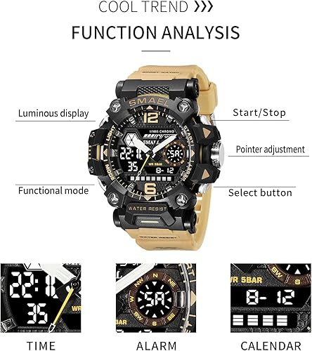Miniatura 3 de AIMES Mens Watches Sports Outdoor Waterproof Military Watch for Men Tactical Watch Analog Digital Date Alarm Stopwatch Multi-Function Tactics Big