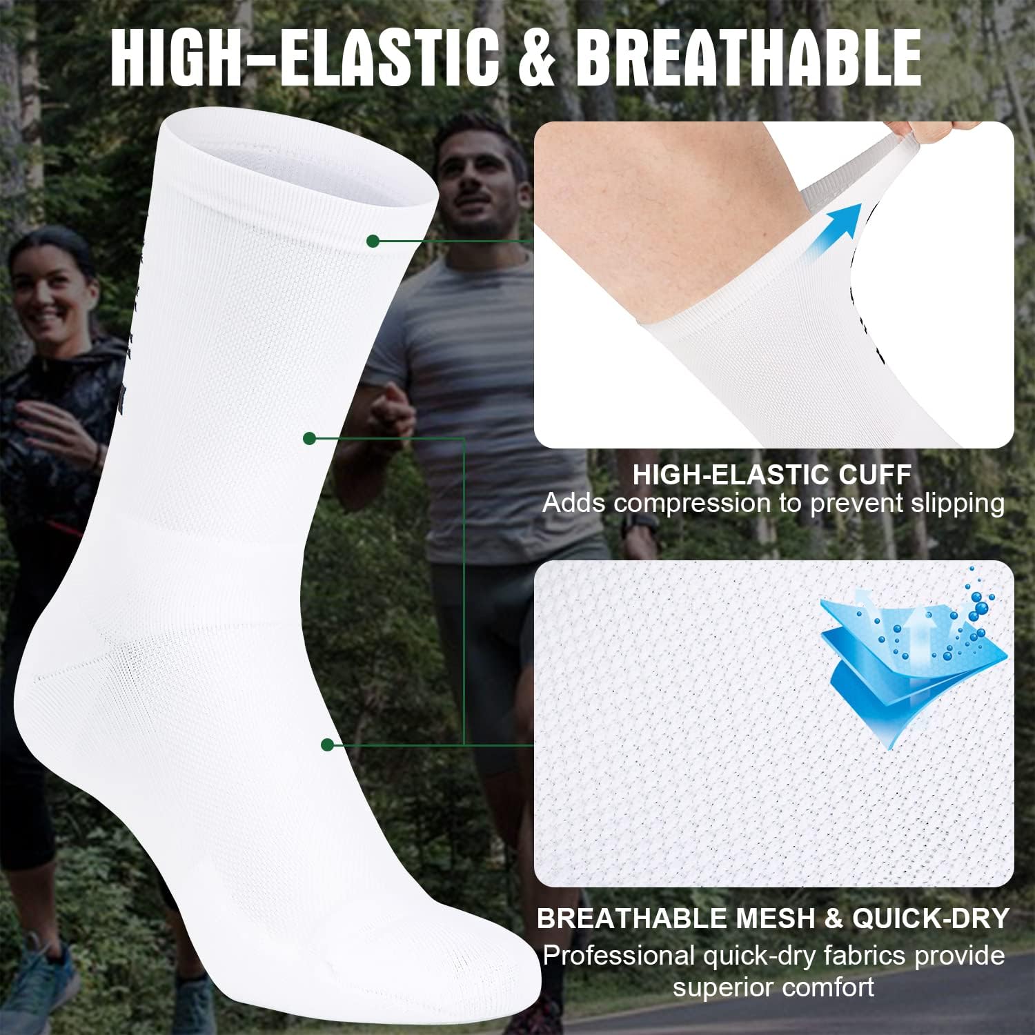 Souke Sports Crew Cycling Socks for Men and Women, Breathable Cushioned Moisture Wicking Athletic Compression Socks - Image 4