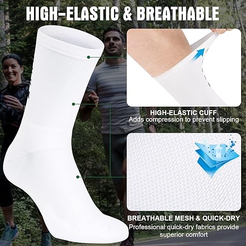 Miniatura 4 de Souke Sports Calcetines de ciclismo para hombres y mujeres, transpirables y acolchados que absorben la humedad, calcetines de compresión atléticos
