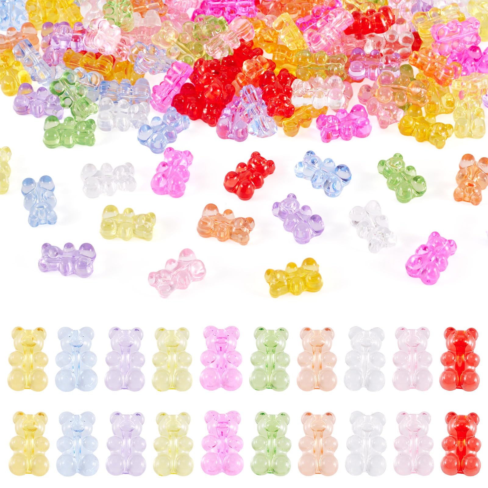 Perles ours en gélatine en acrylique transparent de qualité pour bijoux DIY