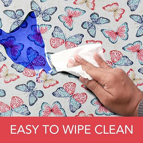 Miniatura 5 de Covers For The Home - Funda de mesa ajustable de vinilo con bordes elásticos de lujo, diseño de mariposas, redonda, oblonga y ovalada grande, se