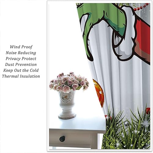 Miniatura 6 de Cortinas opacas de Navidad con bolsillo para cortinero para dormitorio de niños y niñas, ramitas de abeto de invierno tradicionales de Navidad y