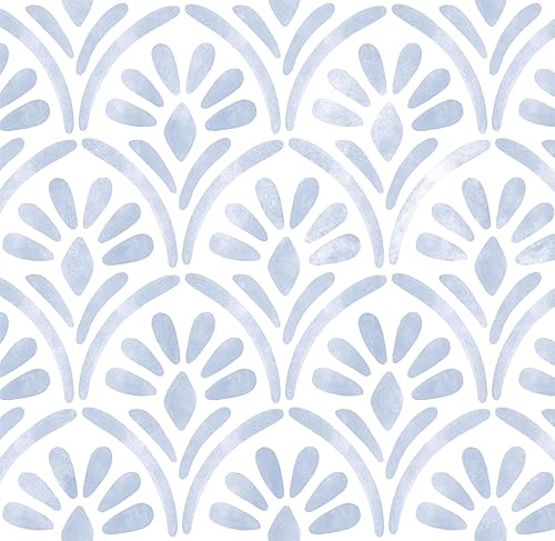 Hopepak Papel tapiz azul para despegar y pegar, papel de contacto geométrico moderno, bohemio, acuarela, extraíble, autoadhesivo, texturizado, para disponible en Yaxa Costa Rica