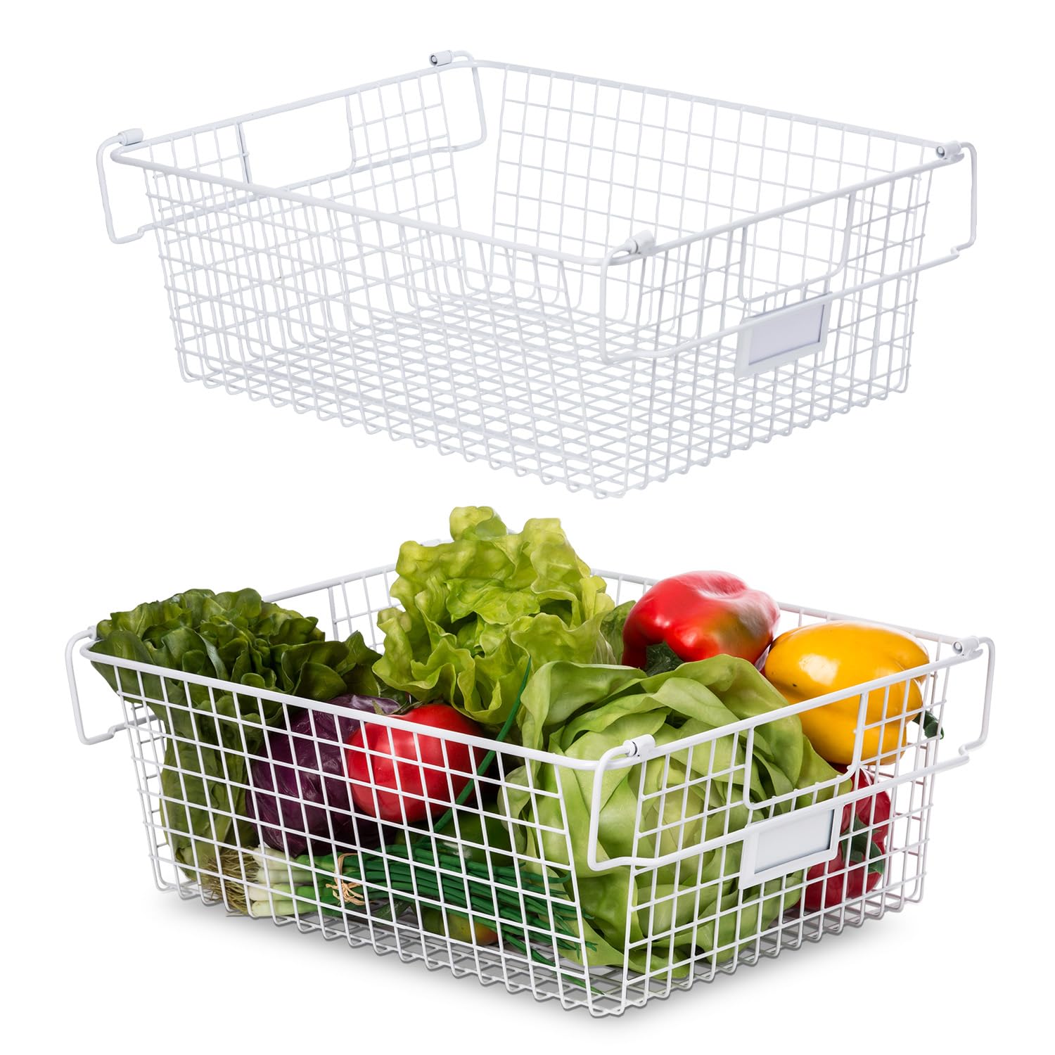 GranrosiWire Baskets For Storage Pantry Baskets, Wire Baskets for Organizing, Large Wire Basket, Kitchen Organization Baskets, Metal Basket for Storage, Set of 2 Wire Storage Baskets - XXL - White