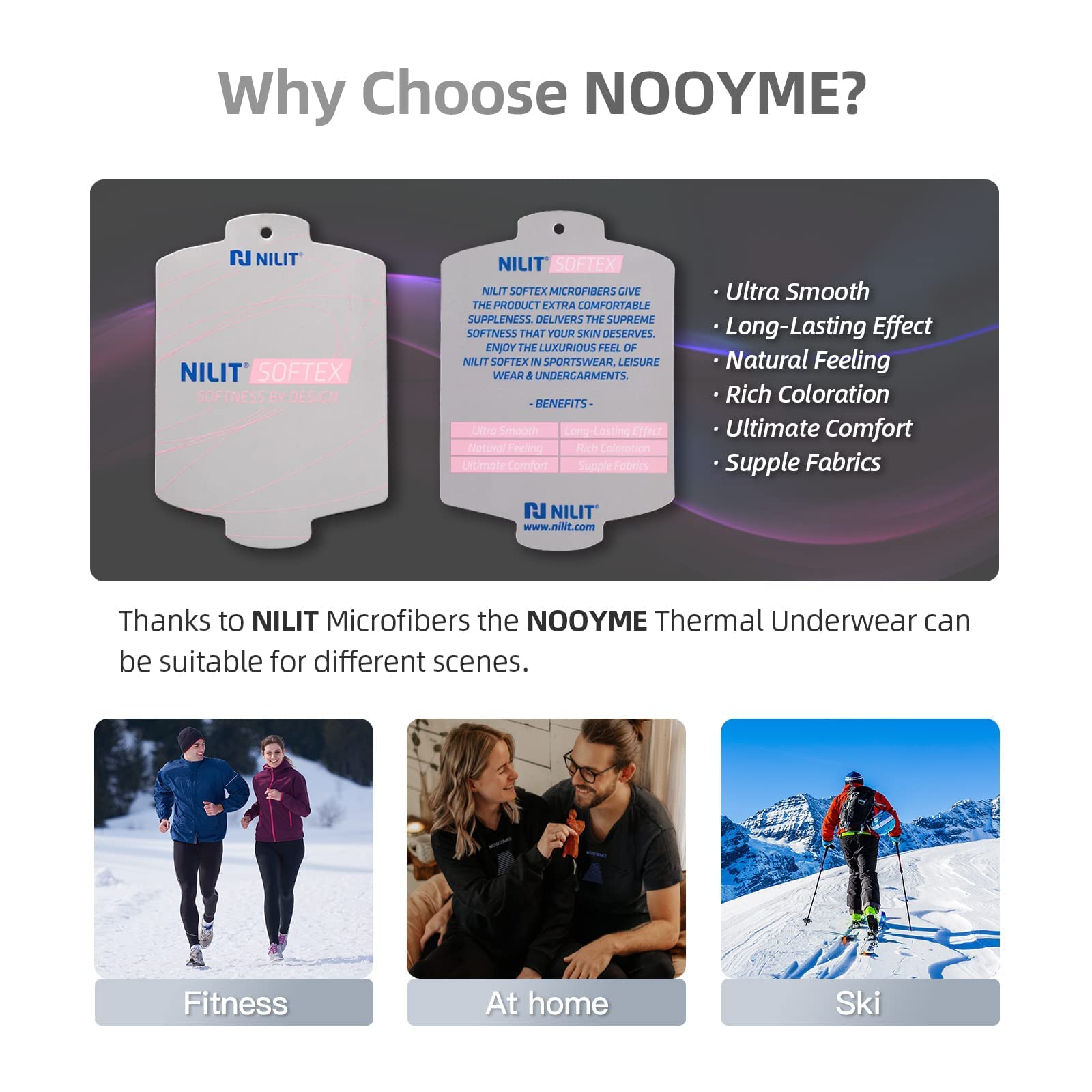 NOOYME Intimo Termico Uomo Biancheria Intima Termica Uomo Traspirante Asciugatura Rapida per Sci Ciclismo Corsa Allenamento