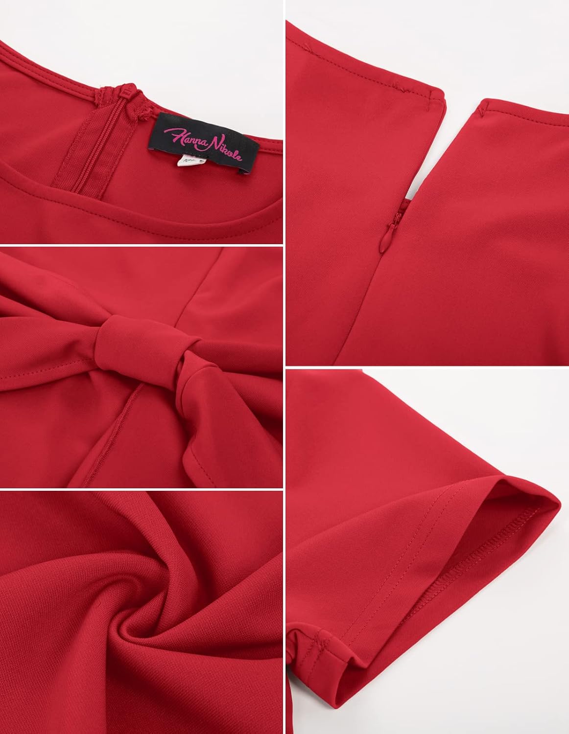 Hanna Nikole Wmens Plus Size Wear to Work Dress 50s Vintage Ruffle Peplum Cocktail Pencil Knee Dress - Image 4