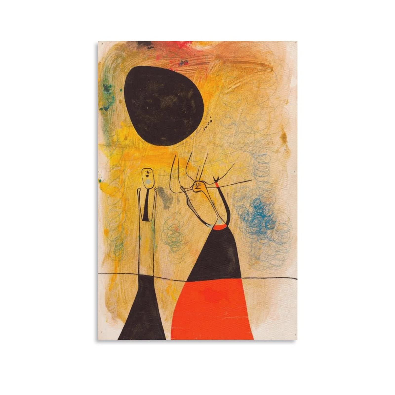 Joan Miro Two Characters Surrealism Artworks Poster Decorative Canvas Wall Art Living Room Bedroom Painting 24x36inch(60x90cm)