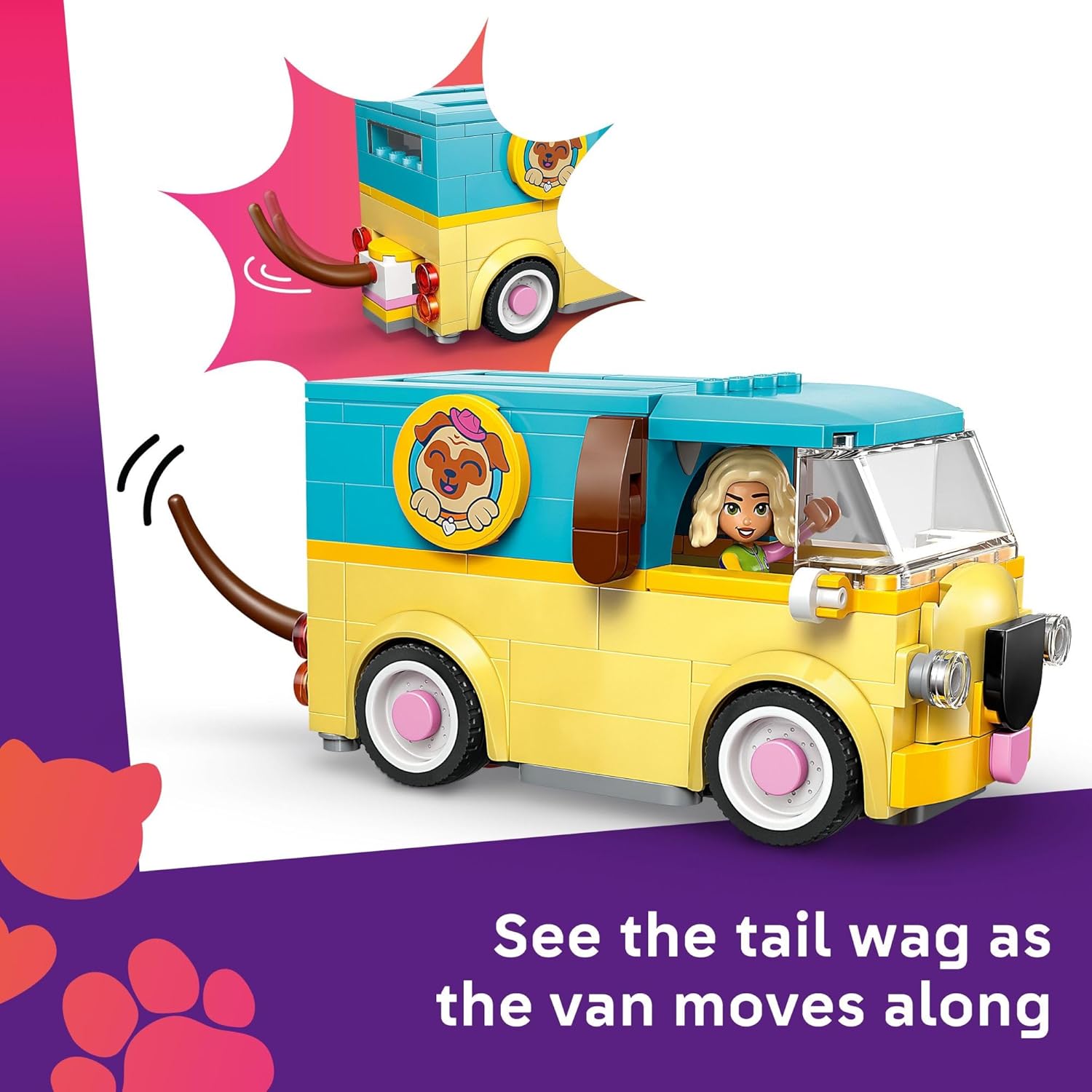 LEGO Friends Pet Accessories Van Building Toy for Girls & Boys - Pretend Play Set for Kids, Ages 6+ - W/Nova & Aliya Minidolls, 3 Pet Figures, & Accessories - Gift Idea for Birthdays - 42678